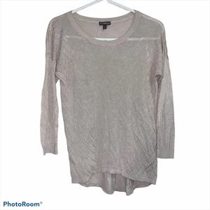 Express Beige Medium Open Stitch 3/4 Sleeve Blouse